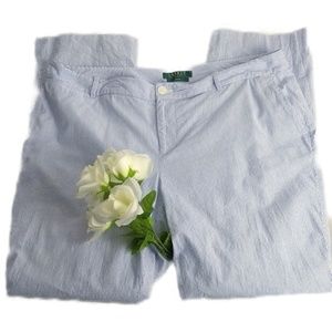 Ralph Lauren Cotton Pants Blue Straight Leg 14W